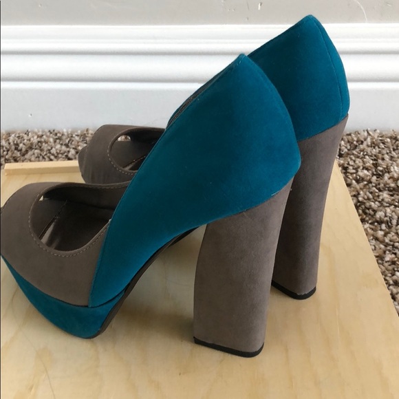Open toe platform chunky heel pumps - Picture 3 of 4